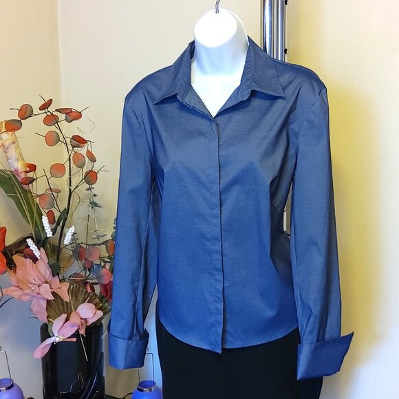 NWOT MAC & JAC Women’s Blue Blouse Shirt Top Long Sleeve Tops Tag Size 8 - Picture 6 of 7